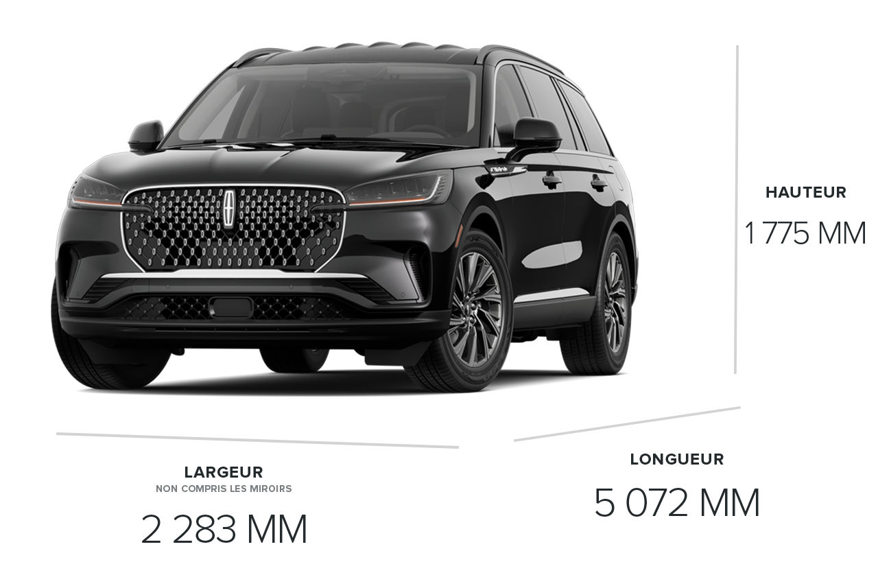 Les dimensions du modèle Lincoln Aviator® Première 2026