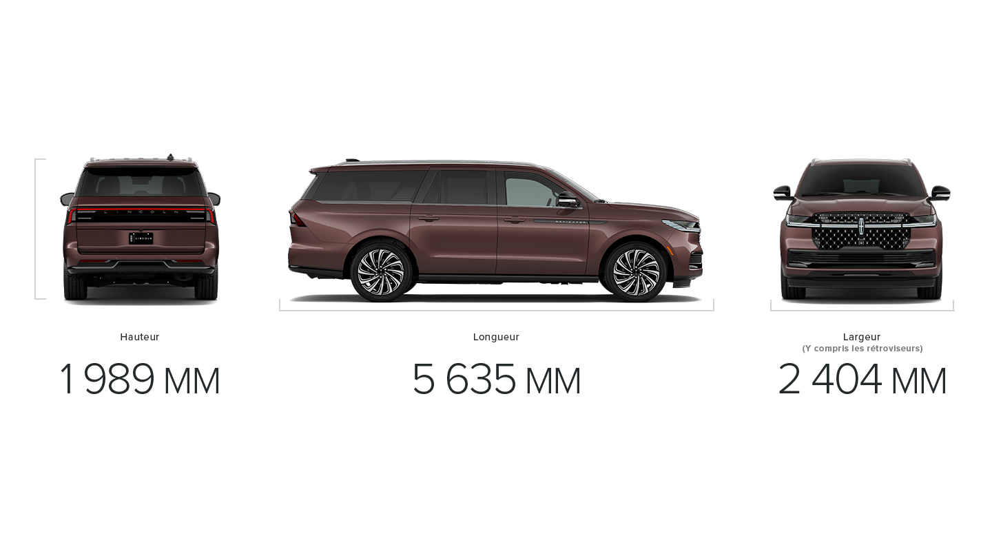 Les dimensions d’un VUS Lincoln Navigator® 2027 à empattement long