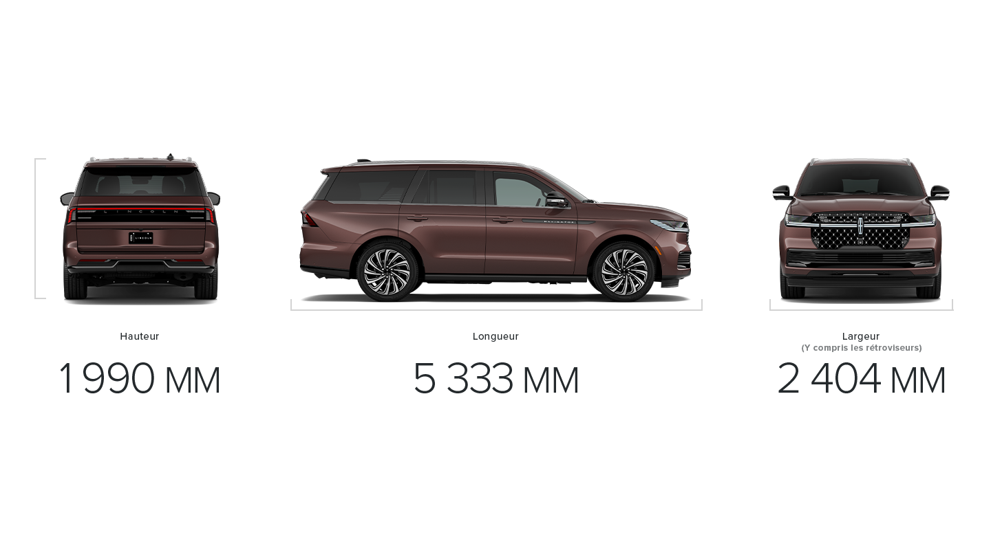 Les dimensions de l’empattement de série d’un VUS Lincoln Navigator® 2027