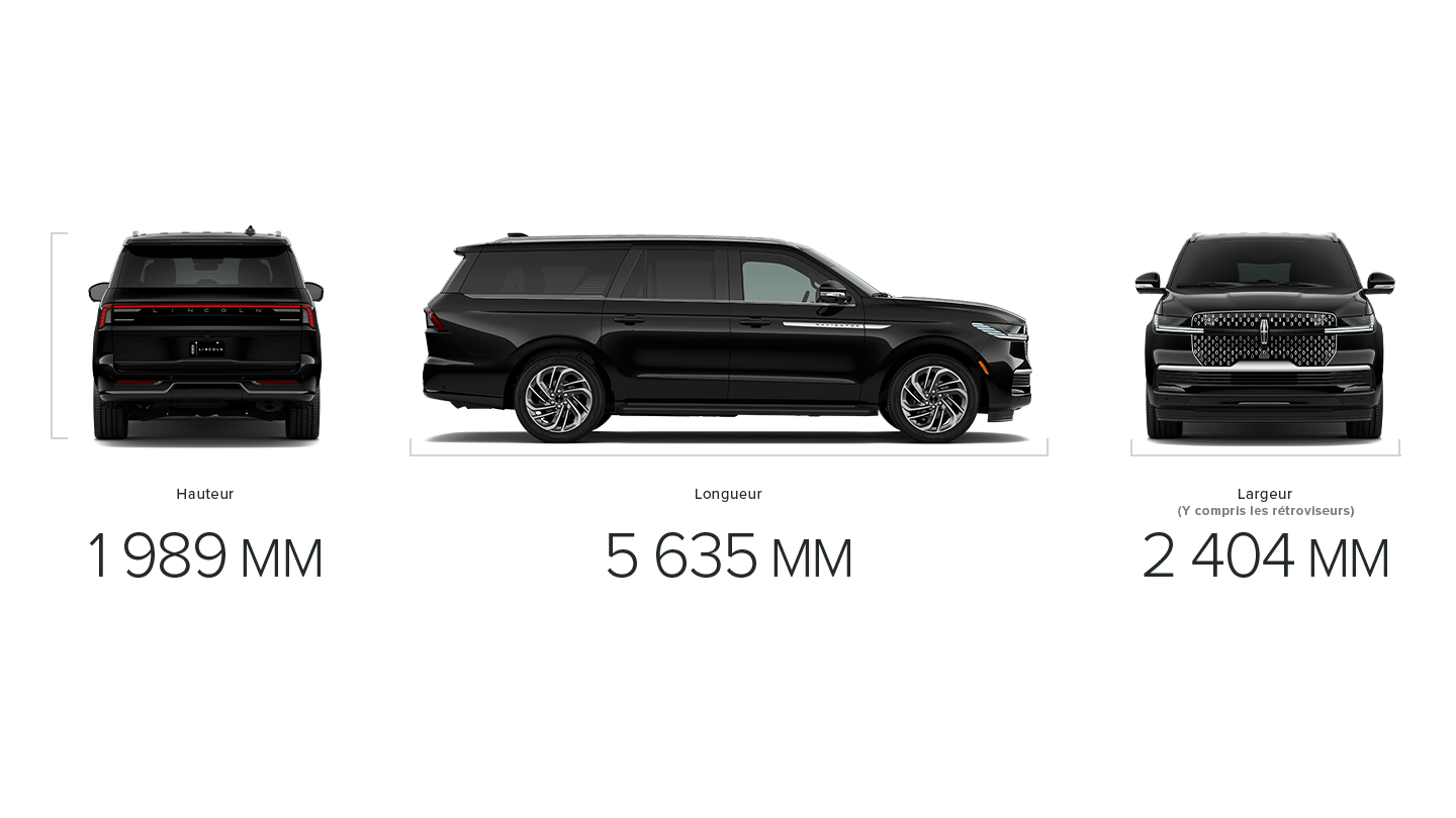 Les dimensions d’un VUS Lincoln Navigator® 2027 à empattement long