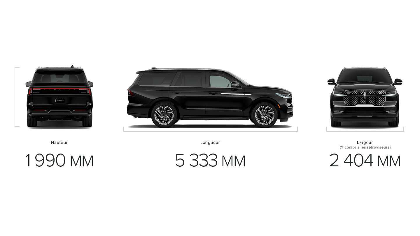 Les dimensions de l’empattement de série d’un VUS Lincoln Navigator® 2027