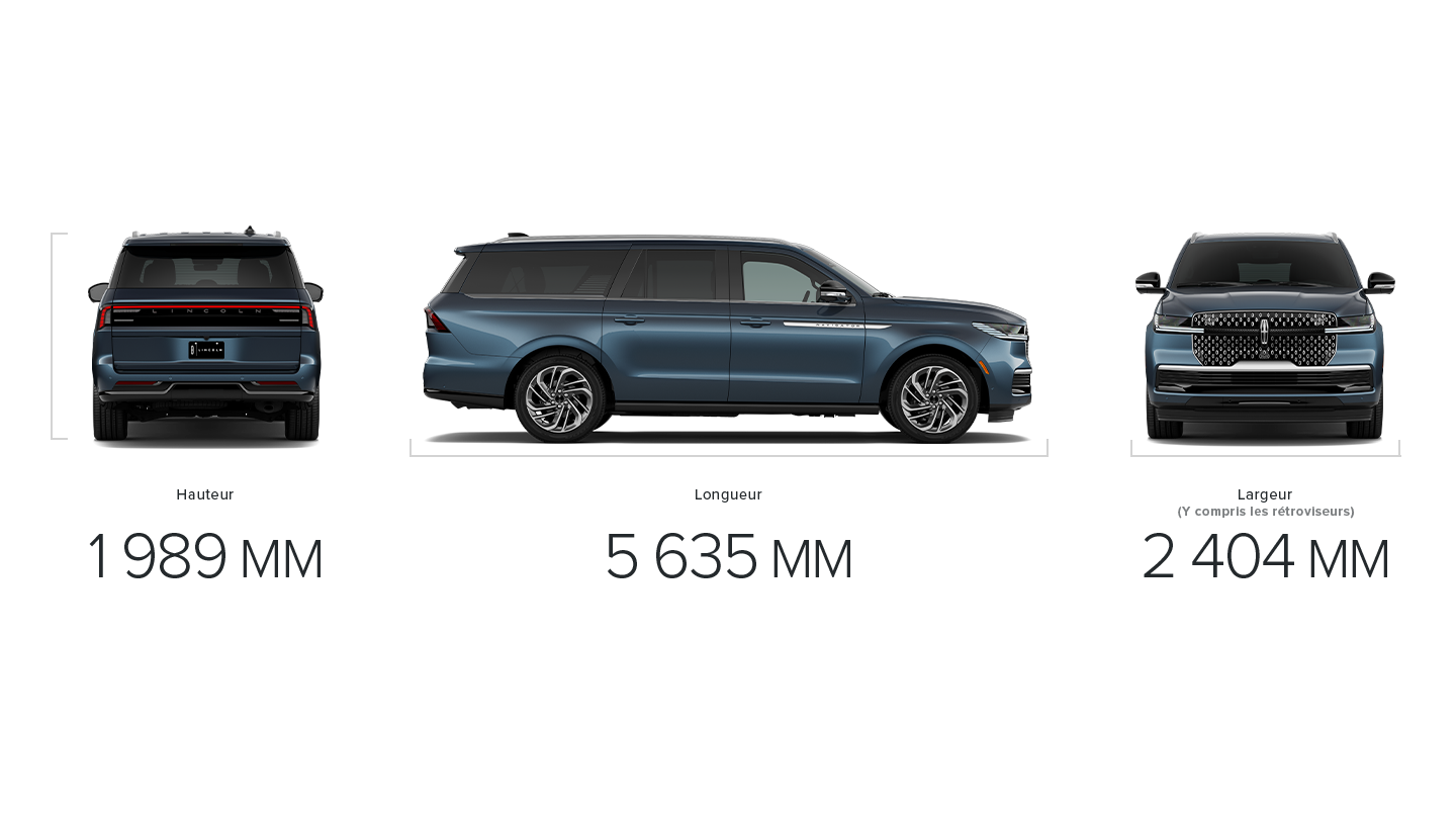 Les dimensions d’un VUS Lincoln Navigator® 2027 à empattement long