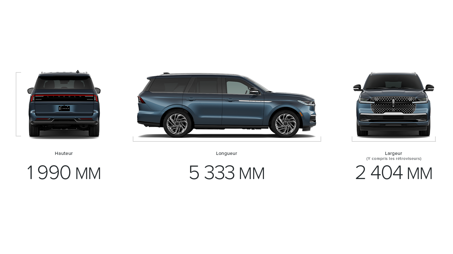 Les dimensions de l’empattement de série d’un VUS Lincoln Navigator® 2027
