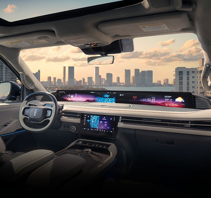 L'intérieur d'un véhicule Lincoln.