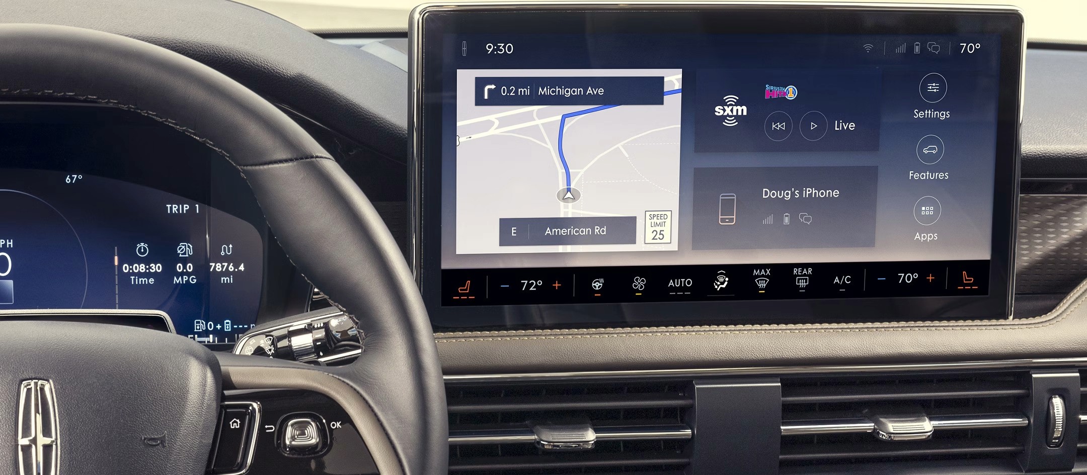 L'intérieur d'un véhicule Lincoln