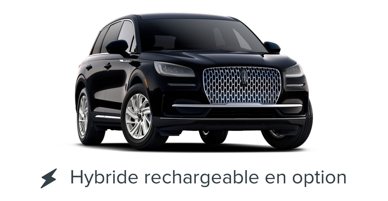 Une image de profil extérieur d'un modèle Lincoln Corsair Première 2025 en noir infini